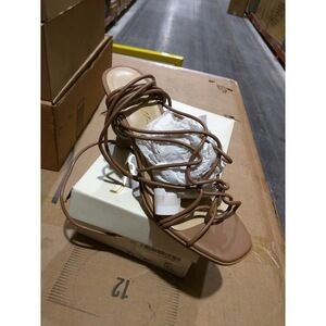 42 GOLD Women's Lava Ankle Tie Sandal In Tan 9.5